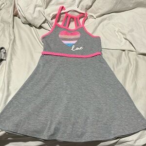 Pink Violet 6 soft grey fit n flare sequined heart does the flip LOVE euc